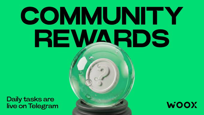 The image features a green background with white text that reads "Daily tasks are live on Telegram". The main focus of the image is a glass ball, which appears to be a question mark or a coin, placed on top of a black base. The text in the image suggests that there might be an interactive challenge related to Telegram happening within the community channel where this post is shared.