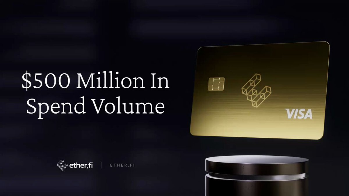 The image features a gold Visa card placed on top of a black base, which is positioned against a dark background. The text "Ethereum" can be seen below the card, suggesting that the card may have been issued by or related to Ethereum. The caption above the card reads " Users are choosing ether.fi because it' s the only place where they can spend and grow their digital assets with institutional-grade security." This implies that users might prefer using this platform for spending and investing in digital assets due to its reputation for providing secure transactions and a user-friendly experience.