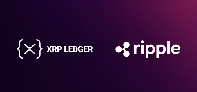 The image displays the XRP Ledger and Ripple logos on a dark purple gradient background. It visually represents the post's celebration of the XRP Ledger surpassing 1,000,000 agentic transactions—AI-initiated payments settled via the x402 protocol.