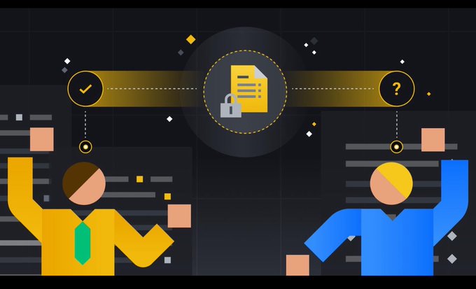 A document icon with a padlock and a checkmark sits between two stylized figures, one in yellow and one in blue, symbolizing the balance between proving reserve holdings (verification) and protecting sensitive exchange data (privacy). The imagery visually represents the post's theme that proof of reserves can satisfy public transparency demands without fully compromising an exchange's operational privacy.