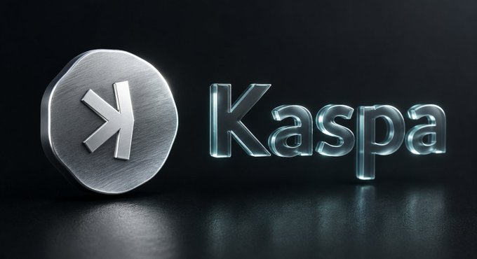 The image displays the metallic Kaspa logo and name in glowing 3D lettering against a dark background. This visual reinforces the post's claim about Kaspa's unique standing as a long-lasting proof-of-work cryptocurrency that has outlasted other post-Bitcoin Cash fork launches.
