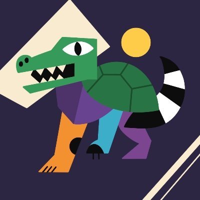 A geometric, Picasso-style illustration of a colorful dinosaur-like creature with a green head, purple body, and striped tail, set against a dark purple background with yellow circular and triangular shapes. The whimsical artwork serves as promotional visual content for the $morphora token giveaway and launch announcement on The Arena platform.