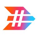 A stylized multicolor geometric logo featuring overlapping orange, pink, purple, and blue angular shapes with a white hashtag-like mark in the center.