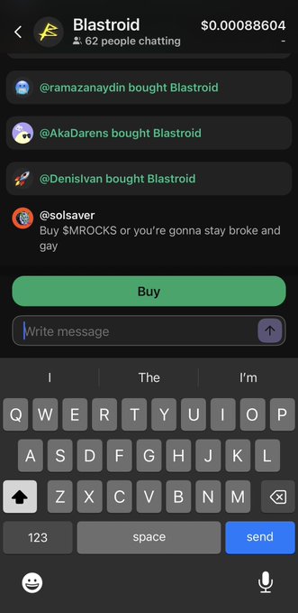In the image, there's an open smartphone screen displaying a chat window with various social media platforms such as Twitter, Instagram, and Facebook. The main focus of the chat is on the @phantom token, which is used for messaging. There are multiple messages in the chat, including one that says "The @phantom token chats are awesome I'm making a lot of new friends". This message highlights the popularity of the @phantom token among users and their interest in connecting with others through social media platforms.