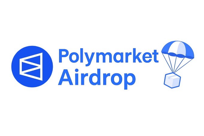 The image features a logo for Polymarket Airdrop, which is an air drop service that allows users to send packages directly from one person to another. The logo includes a blue circle with a white triangle inside, symbolizing the concept of "air dropping" or "flying". Below this logo, there's a blue banner with the text "POLYMARKET AIRDROP", and an image of a parachute flying over a box. This suggests that the service is related to air transportation and package delivery. The post also mentions that the timing feels perfect for the Polymarket team if they want to maximize the impact of their airdrop funds, which could be used to fund global hype or massive activity in the FIFA World Cup.