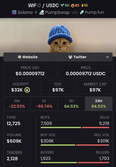 The image features a screen displaying information about cryptocurrency trading, specifically related to a kitten wearing a blue hat that has become a symbol for an online exchange known as WIF. The cat's image is overlaid with text discussing various aspects of WIF and its user experience, including how it's connected to the cryptocurrency markets, pricing, and more.