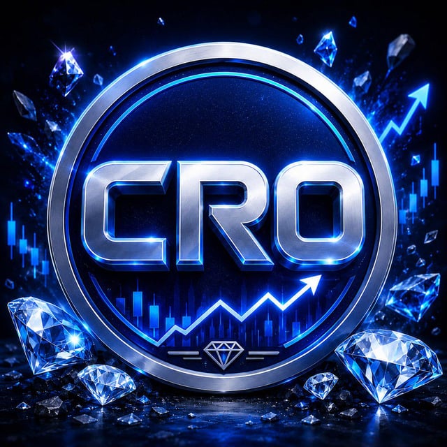 The image features a blue circle with "CRO" written on it surrounded by diamonds of various sizes. The words are floating above the circle against a black background, creating a striking visual effect. Below the circle, there's a caption that reads "#CRO is not just about today's chart." This adds depth to the overall image and connects the theme of "CRO" with the captivating visual elements present in the scene.