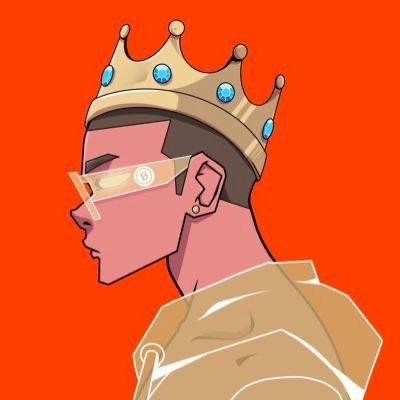 The image features a cartoon-style illustration of a person wearing glasses, a crown, and a beige hoodie. The person's face is turned away from the camera, giving an impression that they are looking off into the distance or lost in thought. The background is a vibrant red color, which contrasts with the person's attire and adds to the overall visual impact of the image. The caption at the bottom of the image reads "GM CT We’re so back! Time to start mining with Cysic".