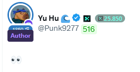 The image shows a profile card for user "Yu Hui" (@grind9277) with an author badge displaying "1,960" followers and a "516" rating. This appears to be the author attribution for a post about Axis, a robotics intelligence project on Base that raised $12M in seed funding and is launching on Kaito 3.0.