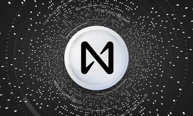 Digital render of the Near Protocol (NEAR) logo displayed on a white sphere against a black, particle-filled cosmic background.