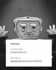 The image displays an NFT project overview card showing an ETH balance of 2,561.92 ETH and an ETH value of $64,444,905.64 ($2,515.92/ETH), visually supporting the post about the raffle's $64M raise and the user's own 9 ETH entry.