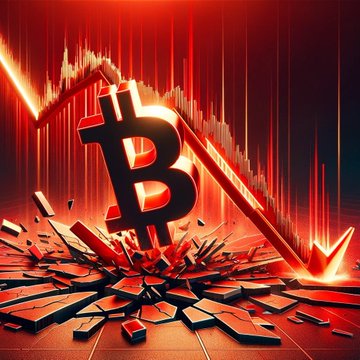 The image depicts an abstract representation of Bitcoin crashing down in a destructive manner with pieces flying off in all directions. The destruction is so intense that it can be compared to a "shattered glass" or a "collapsed building". The broken pieces, resembling small rubble from a crumbling structure, are scattered on the floor at various angles and positions, creating an ominous atmosphere.

In the context of this image, the $BTC forecasted to hit a low of $56,000 in May is directly linked to the destruction happening before our eyes. This downward trend has caught the attention of Kalshi traders who are reacting to the news by selling their Bitcoins, anticipating further losses as Bitcoin crashes and plummets towards its anticipated low price point.