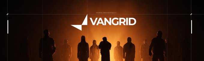 A dark cinematic banner with silhouettes of people against an orange glow, featuring the white logo and text 'VANGRID' in the center.