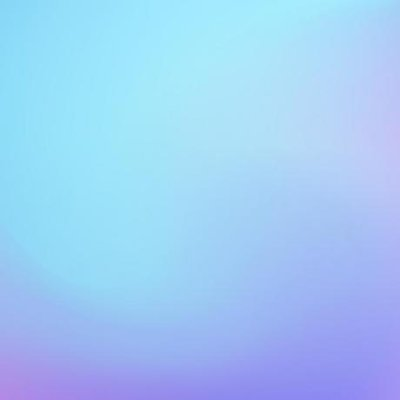 A soft, dreamy gradient blending cyan and lavender purple hues creates an abstract, minimalist aesthetic. The post suggests designers use such blurry, color-shifted profile pictures as a subtle way to signal an inside joke or shared sentiment to those who recognize the visual style.