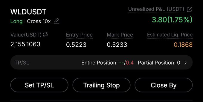 The image shows a screenshot of a stock trading app, displaying various information about a stock's price movements over time. The app has several options for users to navigate through different aspects of their trades, such as setting up a long or short position, entering an estimated price, and adjusting the position size. The post in question is titled "1k-10k trading challenge Longing $wld here", which suggests that it might be related to a longer-term investment strategy or a specific challenge for users to test their skills in stock trading.