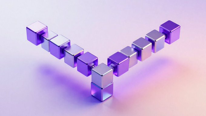 A purple chain shaped like a "Y" splits into two branches, visually representing a cryptocurrency hard fork where the blockchain network divides into two separate currencies following a radical code change.