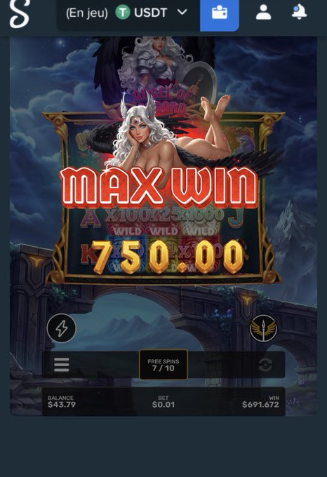 The image is a screenshot of a video game or casino app that features a large red sign for a slot machine with an illustration of a woman on top. The text "Max Win" can be seen, indicating that this is a winning slot machine. There are descriptions in another language and a currency symbol which might indicate the type of currency used by the players to win. Additionally, there's a post about how much they've won, with the amount listed as $1.01. The main focus should be on the visuals and the text within it related to the slot machine game or casino app being shown in this screenshot.
