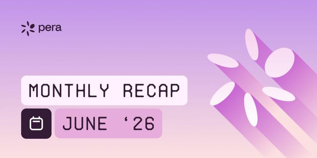 The image advertises the Pera Monthly Recap for June 26th. It visually mirrors the tone of the accompanying social media post, which directs viewers to the recap while highlighting the community-driven nature of the content with a playful nod to a Reddit group, suggesting both an informative and engaging update from Pera.