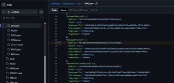 A screenshot of a code editor displaying lines of JSON configuration code, likely related to blockchain node configuration given the file structure. The image relates to the post about "ARC Mainnet getting closer?" by suggesting backend infrastructure or node setup code is being prepared for an ARC mainnet launch.