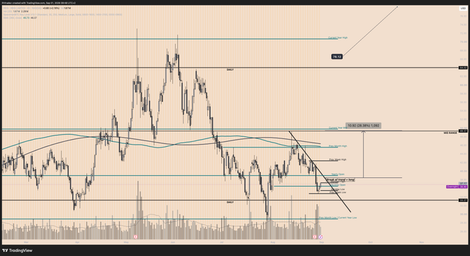 A TradingView Bitcoin chart showing a price drop from around $116K with descending parallel channel lines and various technical analysis annotations including 'Daily', 'Parallel', and trend zone labels.