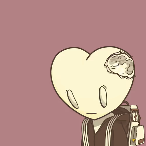 An illustration of a heart-shaped character with a cracked head showing a brain, wearing a brown hoodie against a pink background.