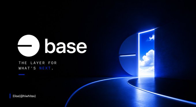 A sleek black and blue promotional image for 'base' with the tagline 'THE LAYER FOR WHAT'S NEXT.' and credits 'Eliser(@hiwhitex)'.