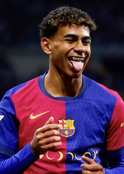 A smiling Barcelona player celebrates on the pitch, referencing the reported $300,000 bet on Barcelona to win its opening La Liga match against Elche. The post claims the Polymarket wager would pay out $411,304.00.