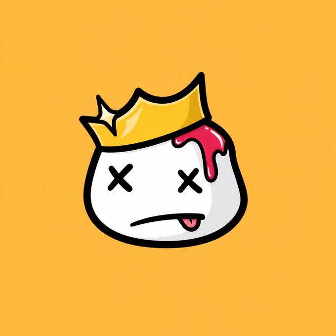 A cartoon illustration shows a defeated white blob character with X-shaped eyes, a frowning mouth with its tongue hanging out, and a golden crown dripping with red liquid, set against an orange background—symbolizing a "rugged" or failed crypto airdrop like the suspicious $ZONKY giveaway being promoted.