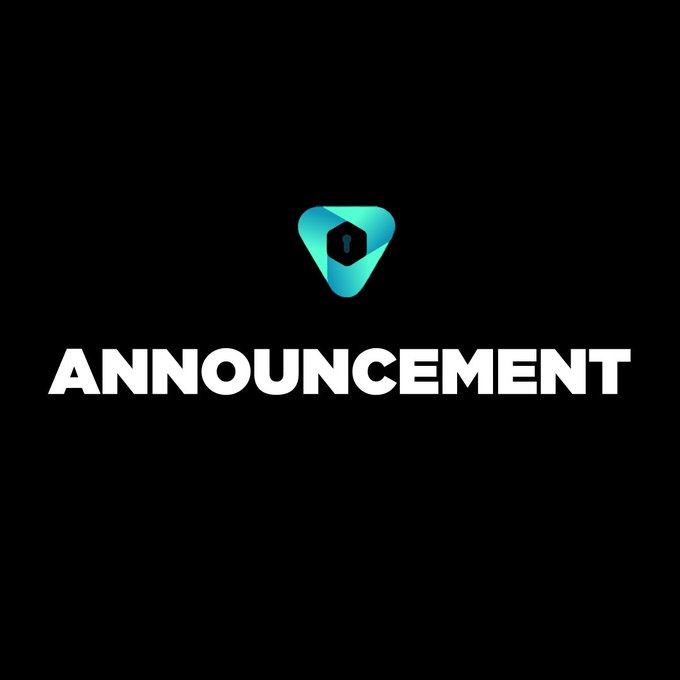 A black graphic featuring a teal and blue logo with the word 'ANNOUNCEMENT' in bold white text.
