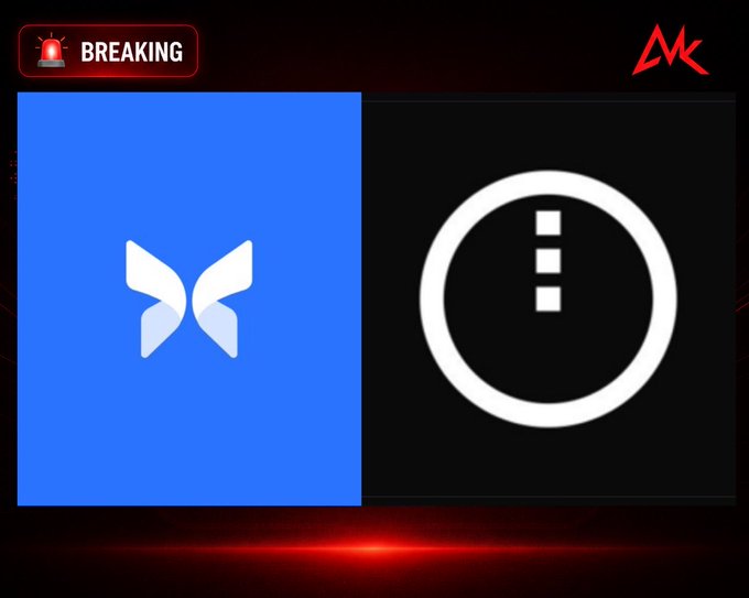 A 'BREAKING' news-style graphic showing the Morpho logo alongside another circular logo with three dots.