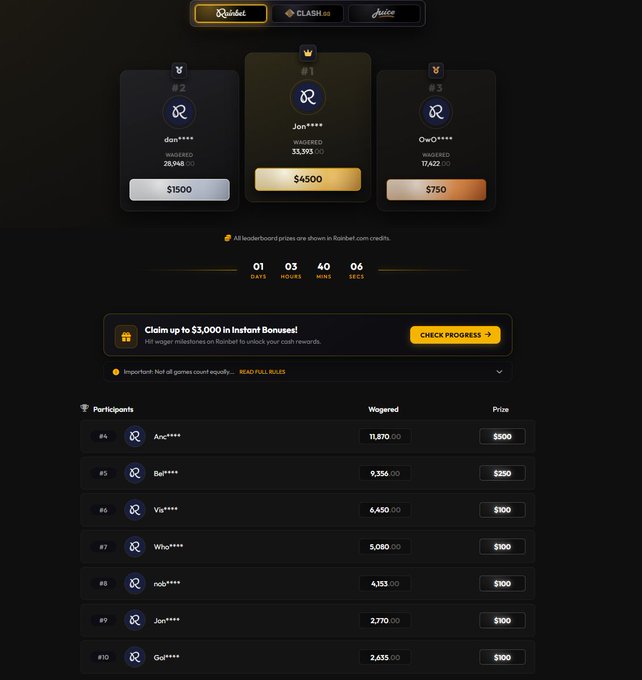 The image shows a black and white advertisement or dashboard of an online gambling platform called Rainbet. The dashboard displays several tabs and options related to gambling, with price lists and details about different games available. Additionally, there's a claim form for users to make instant payments on the site.