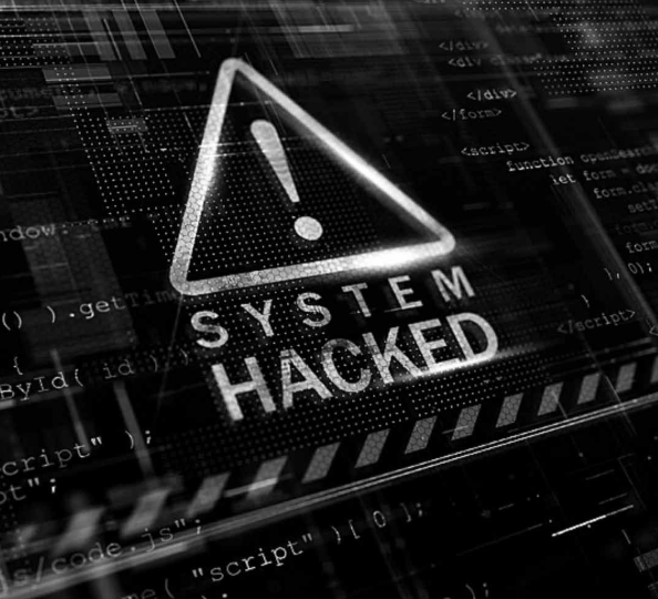 A warning triangle with "SYSTEM HACKED" text is overlaid on a backdrop of code, illustrating the data breaches that targeted Bitcoin IRA and iTrustCapital through social engineering attacks linked to threat actor "Tiffanny," who allegedly stole $1.2 million.