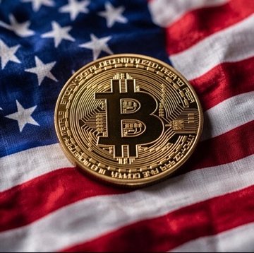A gold Bitcoin coin rests atop an American flag, symbolizing the intersection of cryptocurrency and U.S. policy as Illinois introduces new crypto taxation rules set to take effect on January 1, 2027.