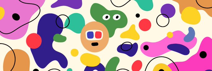 The image presents a graphic design featuring an assortment of shapes, including circles, rectangles, and ovals arranged diagonally across a white background with various colors. At the center, there's an orange face and a red circle that appears to be smiling. Below this central figure is a caption that reads "memehaus Giveaway" followed by an instruction for users to enter their email address in order to participate in a giveaway, also referred to as a contest, where the prize is a post featuring more of these designs on it.