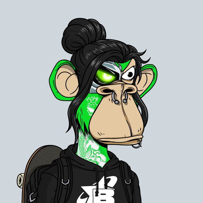 A Bored Ape-style cartoon character with glowing green eyes, a skull tattoo, and a black hoodie featuring the "B" logo appears with the caption "HOOD STILL COOKING..", suggesting a bullish outlook on Robinhood (HOOD) stock.