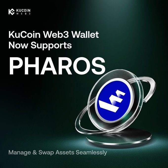 The image features a silver coin with a blue logo, which appears to be a representation of the cryptocurrency "Pharo". The coin is placed on top of a black base or stand, giving it an elegant and professional appearance. The background of the image is dark green, providing a stark contrast that makes the coin stand out even more. The text in the image reads: "Pharo Now supports! Manage & swap assets seamlessly!" This message highlights the new wallet feature for the cryptocurrency "Pharo" and emphasizes its potential benefits to users who want to manage their assets efficiently and easily.