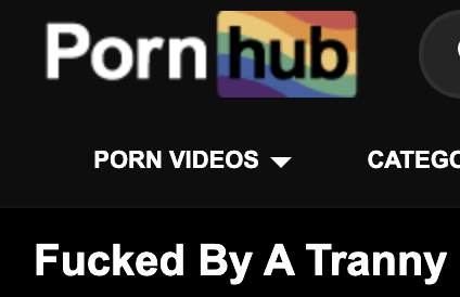 The image shows an advertisement for Pornhub, with a graphic design featuring a rainbow and the words "fucked by a tranny". This suggests that the ad may be related to a campaign or video promoting the LGBTQ+ community's experiences and challenges in relation to their views on the internet. The post itself seems to touch upon the difficulties individuals face when sharing and displaying gay content, as well as the broader societal issues surrounding acceptance and understanding of diverse sexual orientations.