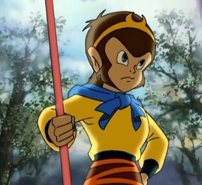 An animated monkey warrior wearing a yellow shirt, blue neckerchief, and crown grips a staff with a determined expression. The image, depicting the iconic Sun Wukong character, loosely ties to the post's theme of community engagement through its symbolism of strength and leadership in the Web3 space.