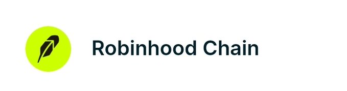 A logo for 'Robinhood Chain' featuring a yellow circular icon with a black feather symbol next to the text on a white background.