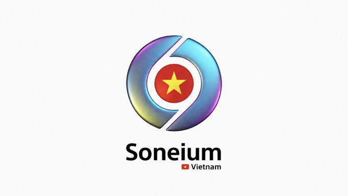 The image displays the Soneium Vietnam logo, featuring a stylized multicolored "S" emblem with a red circle and yellow star (resembling the Vietnamese flag) at its center, with the text "Soneium" and "🇻🇳 Vietnam" beneath it. This visual reinforces the post's promotion of a newly created Telegram group for the Vietnamese Soneium community, highlighting its purpose of connecting local supporters with project leadership and updates.