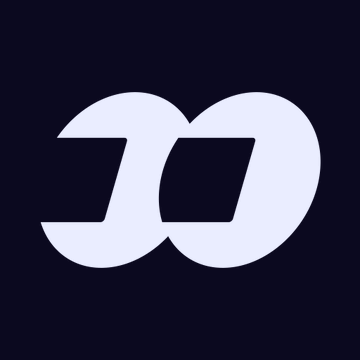 A stylized logo featuring a white, abstract infinity-like symbol on a dark navy background, resembling a modern cryptocurrency brand mark.