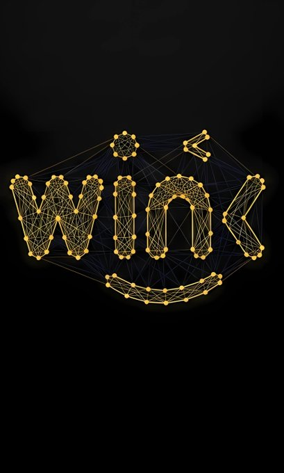 A stylized wireframe graphic displays the word "WIN" in glowing yellow nodes and connecting lines against a dark background, with small geometric accents above and below the text. The bold "WIN" visual reinforces the post's message about the WINkLink Buyback Program's role in establishing transparent, verifiable value in the volatile crypto market.