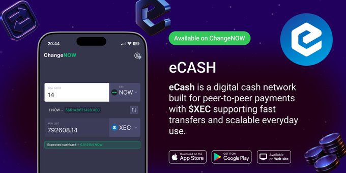The image shows a cell phone displaying a message about eCash. The phone's screen displays an app called "eCash" with a payment system, and there are icons representing different aspects of the app such as transactions and payments. The text on the screen reads "Focus on what is in the image and how it relates to the post". This suggests that the main focus should be on understanding the details of the eCash app and its features, rather than just looking at the phone itself.