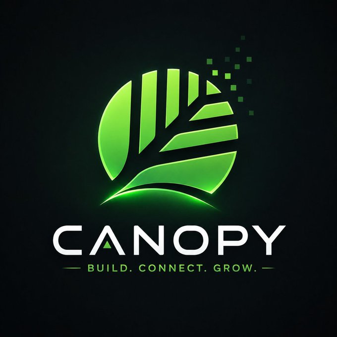 The 'Canopy Network' logo featuring a green stylized leaf/canopy design with the tagline 'BUILD. CONNECT. GROW.'