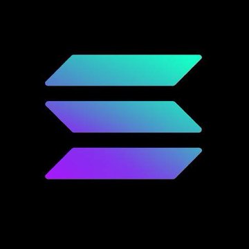 The Solana logo, featuring teal-to-purple gradient horizontal bars on a black background.