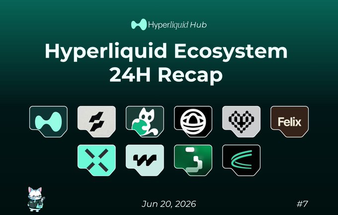 The image features a poster for Hyperliquid Hub's Hyper Liquid ecosystem 24H Recap, which was posted on July 20, 2016. The poster displays various logos and icons related to the Hyper Liquid ecosystem, including a cat logo, a heart icon, and a dollar sign symbolizing the stablecoin. The text on the poster indicates that Hyper liquid Hub officially discontinued support for its stablecoin USDH: All USDH markets have been settled, users are advised to switch to USDC immediately.