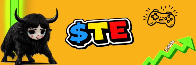 The image features a black horned creature alongside the colorful "$TE" logo and a game controller icon, with a green upward arrow labeled "1000x" suggesting massive growth. It serves as a hype graphic announcing an upcoming livestream where token burns for "$TE" will be performed, with the "1000x" arrow implying the burns are meant to drive significant price appreciation.
