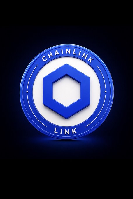 A blue Chainlink (LINK) logo token featuring a hexagonal symbol in white at the center, set against a dark blue gradient background.