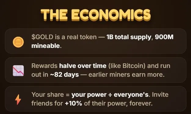 The image shows a poster with text that explains the concept of mining gold, specifically Bitcoin. The poster features three different icons representing the reward system for miners, which are divided into two sections. One section displays an icon of a coin, while the other shows a symbol of a person's power. The text on the poster provides information about the rewards and how they can be earned through mining Bitcoins.