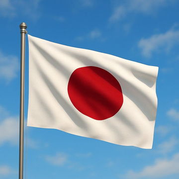 The Japanese flag, known as the Hinomaru, waves against a blue sky in this image. The flag's iconic red circle on a white background visually connects to the accompanying post about Japan passing landmark crypto legislation, as the flag represents the country behind this significant regulatory move classifying crypto as a financial asset and paving the way for Bitcoin ETFs.